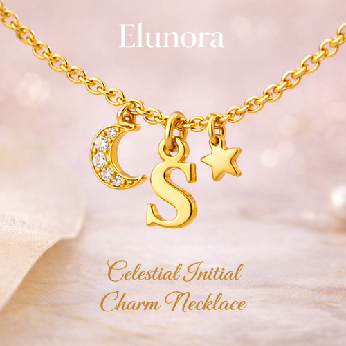 Elunora Celestial Initial Charm Necklace