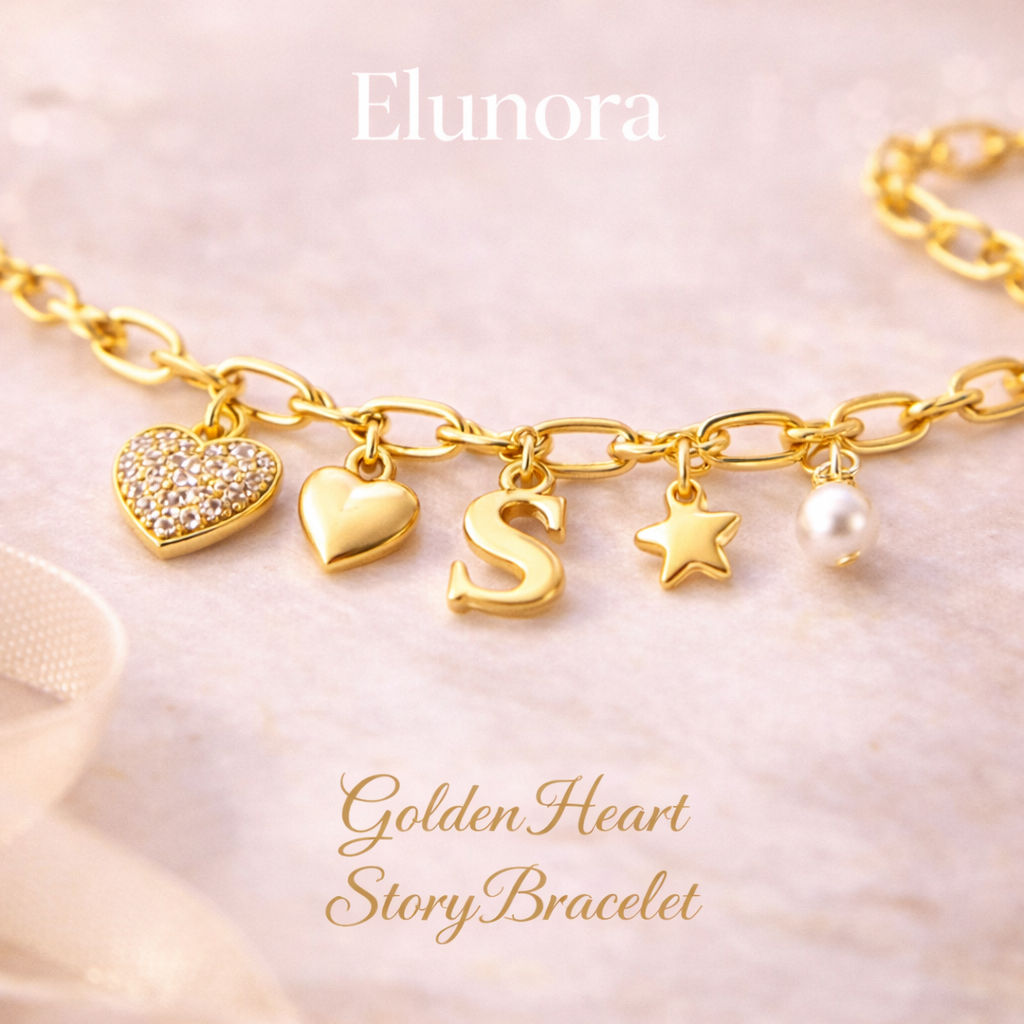 Elunora Golden Heart Story Bracelet