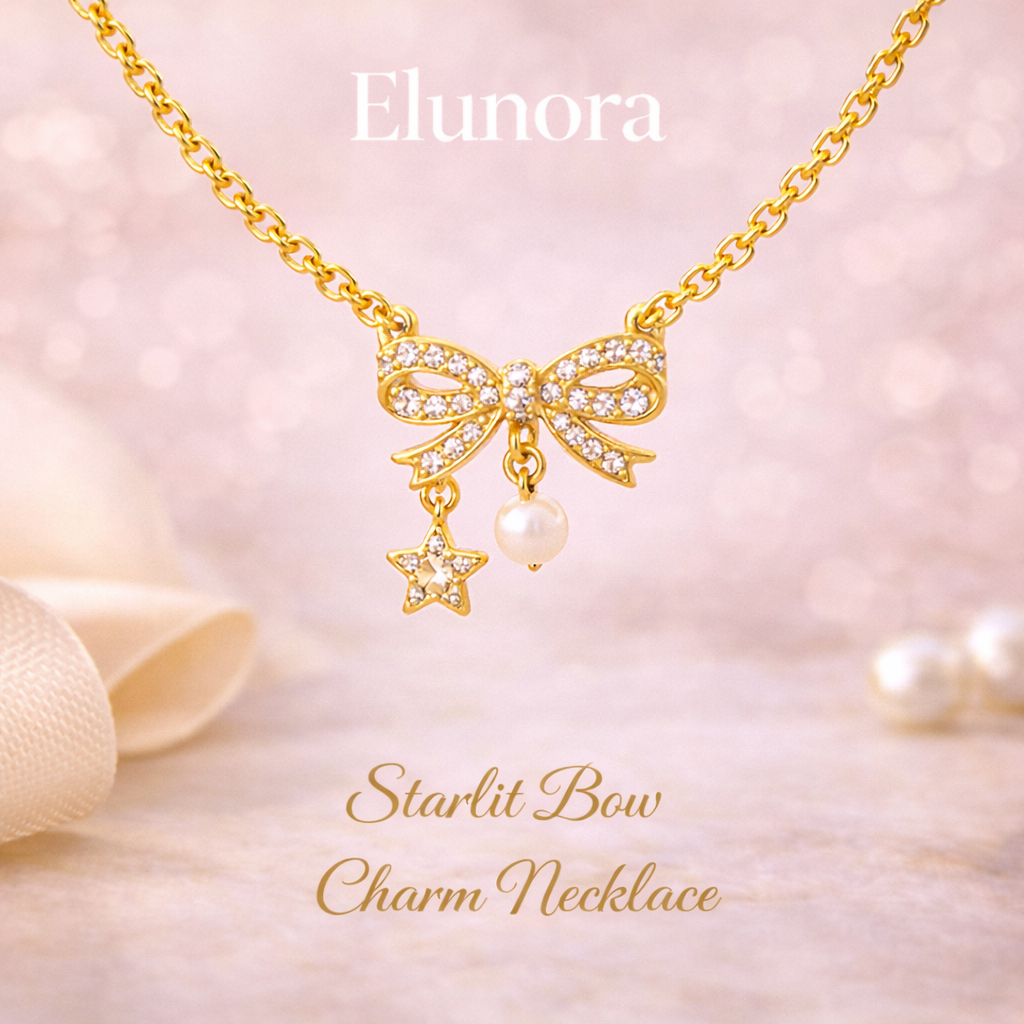 Elunora Starlit Bow Charm Necklace